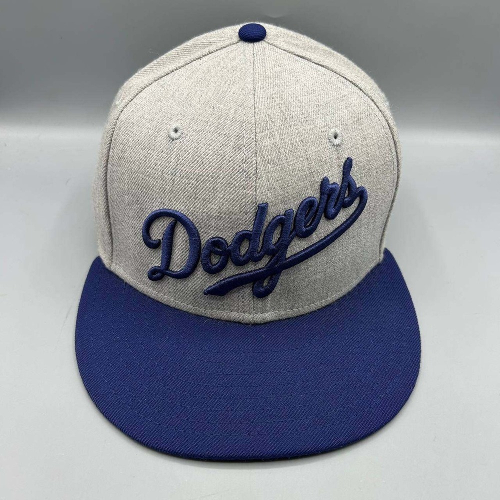Los Angeles LA Dodgers MLB Hat Men 7 3/8 Gray Blue 59Fifty New Era Fitted Cap
